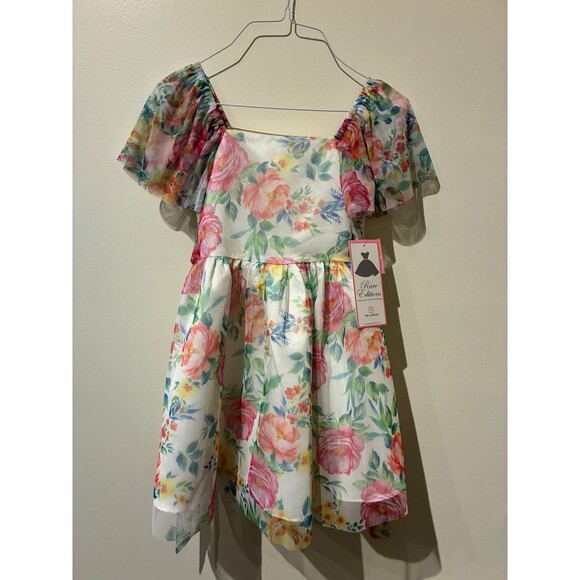 NWT Rare Editions Rainbow Floral Print Dress - Girls 7 - Picture 1 of 3